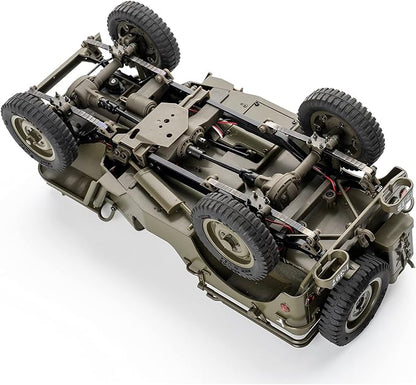 WOWRC RocHobby 1/12 1941 MB Scaler RC Jeep 4x4 Hobby Grade RTR RC Car Mini RC Rock Crawler Military 2.4Ghz RC Truck with LED Lights Battery and USB Charger for Adults