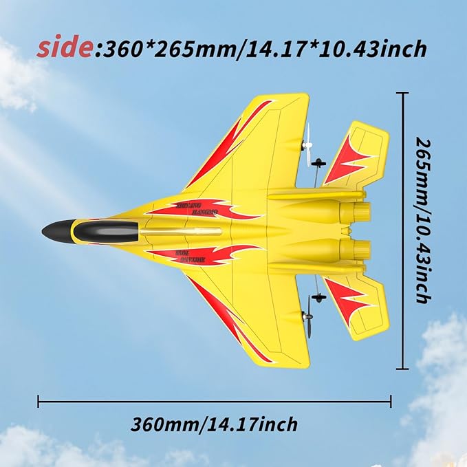 Foam Remote Control Wireless Airplanes RC Planes Remote Control Fighter Toys 2CH 2.4Ghz RC Fighter Jet with Light Hobby Rc Airplanes Easy to Fly for Kids Boys Adults(Yellow)