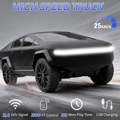 1/24 Scale RC Pickup Truck 2.4GHz Remote Control Car with Toy EV Charger Built-in Rechargeable Battery LED Lights Load Bed Upgraded Steering Gift for Kids Boys &amp Adults