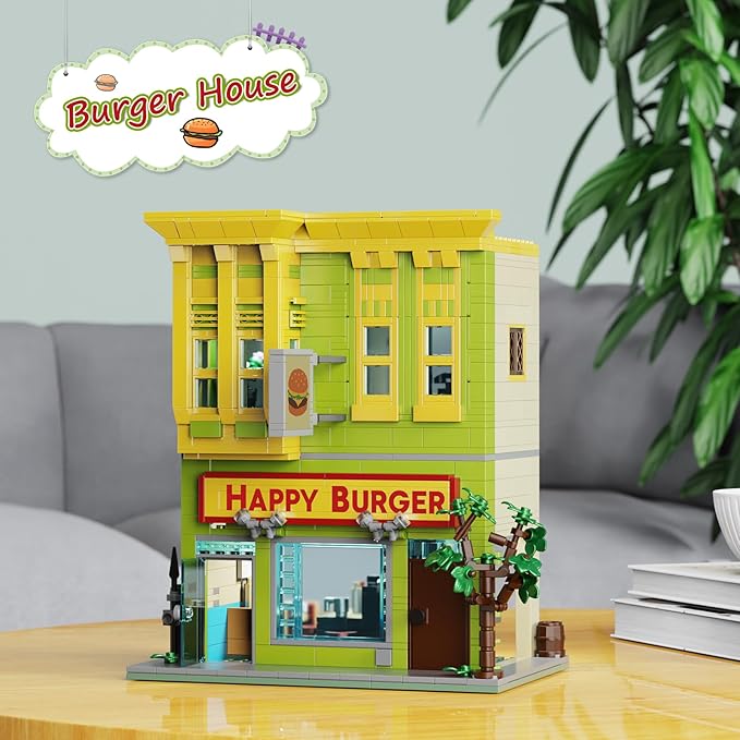 Happy Burgers House Building Set The Bob's House Kuchi Kopi Building Blocks Toys Set Compatible with Lego Great Gift and Collectibles Set for Belcher Family Cartoon TV Fans Boys &amp Girls(1018 PCS