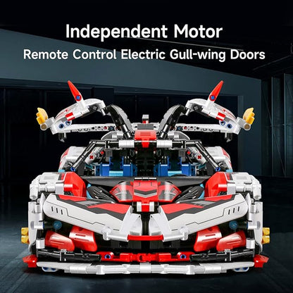 Super Car Building Kits - with Easy Drifting Wheels Remote Control Function Electric Gull-Wing Doors - Collectible 1:10 Scale Model Technique Car Building Blocks Set for Adults (2277 PCS)