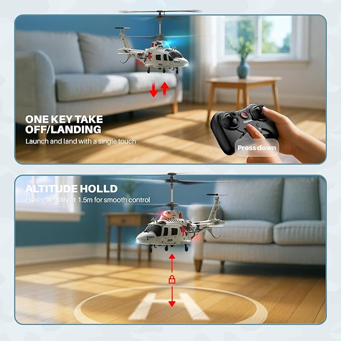 SYMA Remote Control Helicopter - S53H Rescue RC Helicopters with Upgraded Protection System Lifelike Simulation Easy to Fly Educational Toy &amp Gift for Boys Girls Beginners