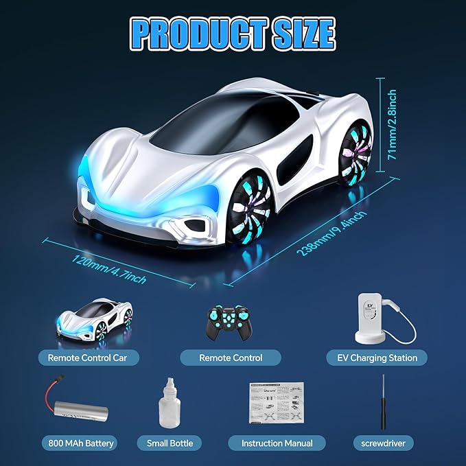 Remote Control CarRC Cars Boys Toys for 6 7 8 9 10 11 12 Year Old 2.4GHz 360° Rotate RC Cars with Cool Lights Music &amp Spray Effects Cool Birthday for Kids &amp Boys 6-12