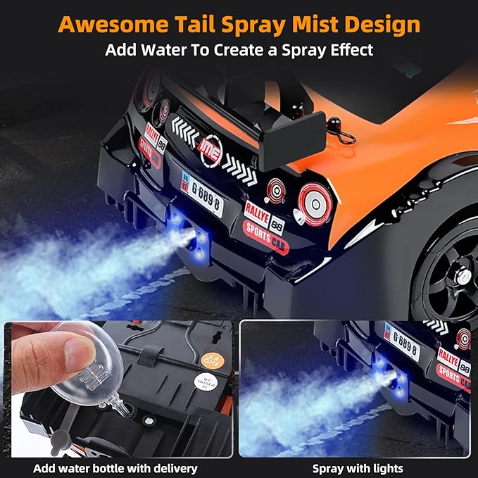 RC Drift Car Remote Control Cars 1/16 2.4GHz Drifting RC Car 4WD Remote Control Drift Cars with Spray LED Lights and Drifting Tires Toy Cars for Adults Boys Kids