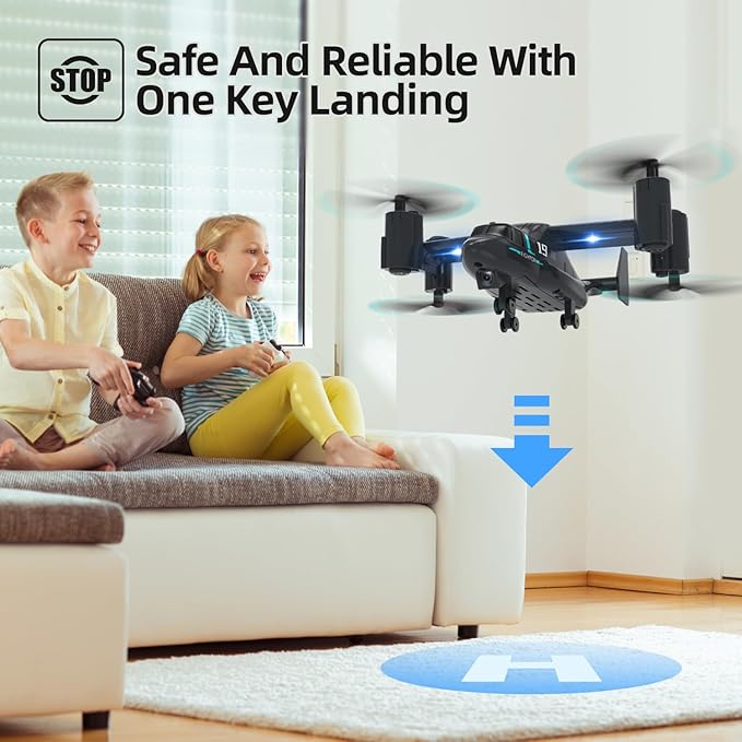 LM19-A Drone with HD Camera for Beginners WiFi Live Video Remote Control Airplane Easy &amp Ready to Fly RC Plane RC Quadcopter Gift Toy for Boys Girls age 14&amp Adults 2 Batteries (LM19-A RC