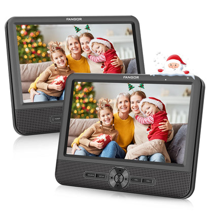 FANGOR 7.5 Inch Dual Car DVD Player, Portable DVD Player for Car with 5 Hours Rechargeable Battery, Last Memory, AV Out/in, Support USB/SD/Sync TV, All Regions