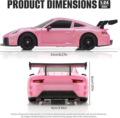 RC Drift Car 1:24 4WD Remote Control Cars Vehicle with LED Light2.4GHz 20KM/H High Speed RC Cars with Two Batteries &amp Drifting Tires Racing Sport Toy for Adults Boys Girls Kids Pink