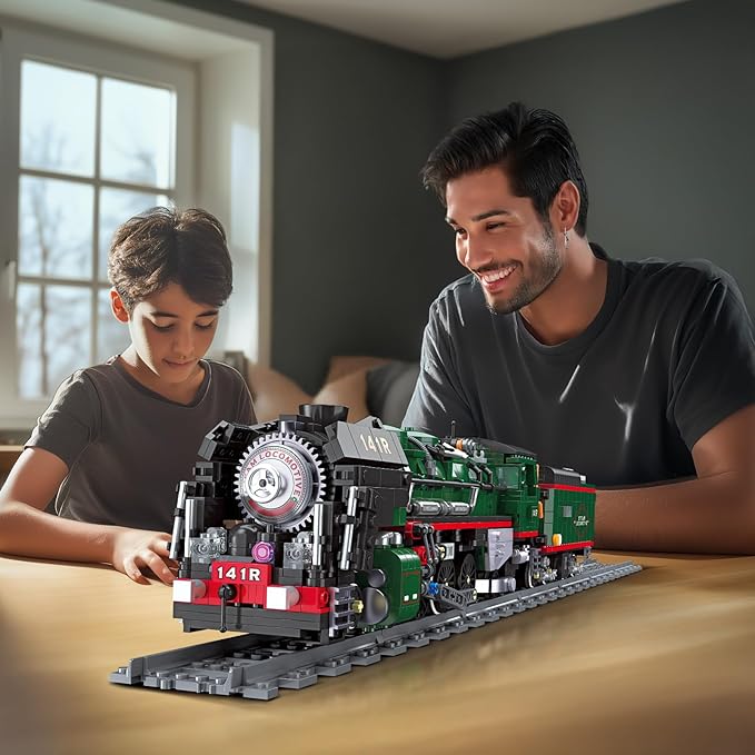 NUTCRACKER 141R Vintage Steam Train Building Blocks Set Classic Train Model Building Kit Construction Brick Education Learning Toys Birthday Gift for Adult Boys Teenagers 14+ (1782 Pieces)