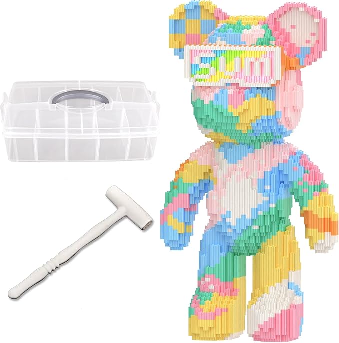 Bear Building Blocks with Organizer Bins (4500PCS) Fluorescent Bricks &amp Stroage Drawer Gift for Adults &amp Kids Ideal for Home &amp Office Decor QR Code User Manual 8886