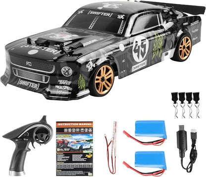 GoolRC RC Drift Car 1:18 Scale 2.4GHz 4WD 30KM/H High Speed Remote Control Racing Car with LED Light Strip and 2 Batteries for Adults