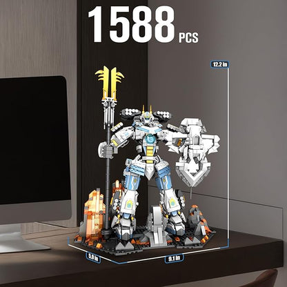 HIGH GODO Samurai Mech Warrior Building Sets Robot with Long Swords Shields Display Base Building Toy Set 1588 Pieces Creative Collectible Ninja Gift Set for Adults Man Teens 14+