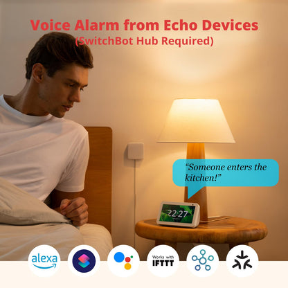Smart Motion Door Sensor - Wireless PIR Motion Detector for Home Security, Compatible with Alexa, Google Assistant & Apple Home via SwitchBot Hub, Easy Installation, Real-Time Alerts (2025-White)