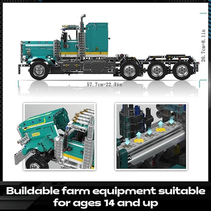 Mould King 13201 Semi Truck Building Set Flatbed Truck Toy with 3 Motors Collectible Car Model to Build and Display Buildable Gifts for Adult (2064 Pieces)