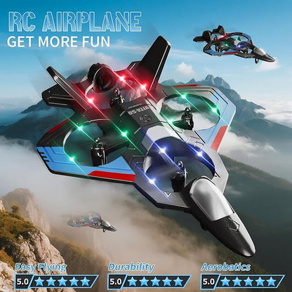 RC Planes with 3 Batteries for Kids Adults Foam Remote Control Airplane Jet Helicopter Drone Toys for Kids Adults 8-12 12-16 Remote Control Plane Airplane Toys with Led Lights