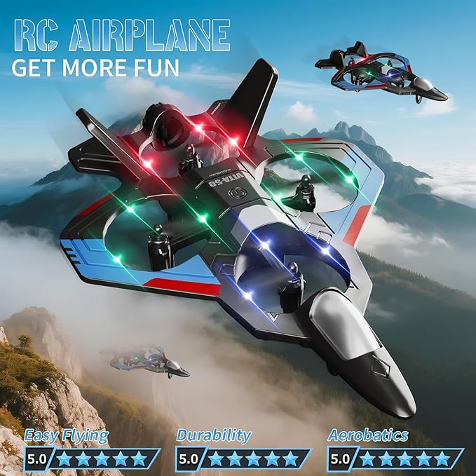 RC Planes for Kids Adults Foam Remote Control Airplane Jet Helicopter Drone Toys for Kids Adults 8-12 12-16 Remote Control Plane Airplane Toys with Led Lights 360° Flip Stunt Rotation