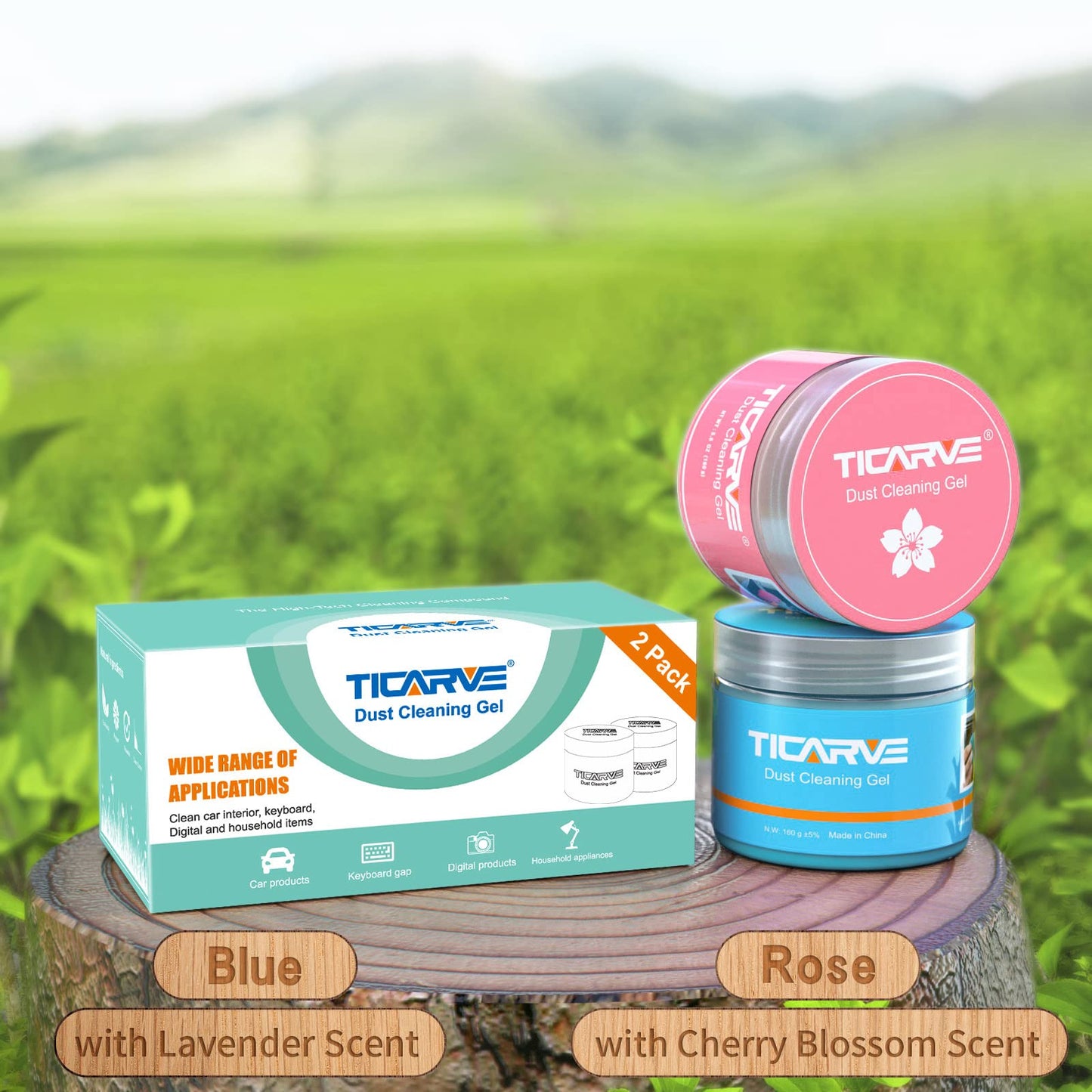 TICARVE 2Pack Cleaning Gel Car Putty Slime for Detailing Putty Detail Tools Car Interior Cleaner Automotive Cleaning Kits Keyboard Cleaner Blue Rose (320g/11.2oz)