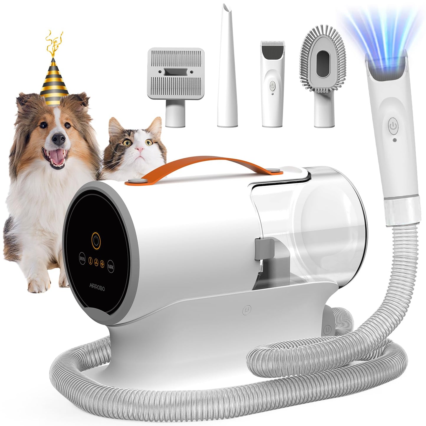 AIRROBO Dog Grooming Vacuum, Dog Grooming Kit,12000Pa Strong Pet Vacuum, 2L Large Capacity Vacuum for Shedding Grooming Hair, Quiet,PG100