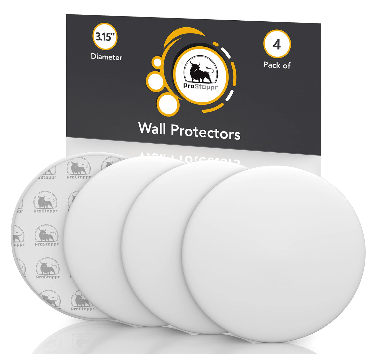 Door Stoppers - Large 3.15" (4 PCS) - Door Stoppers for Wall with Strong Back Adhesive - Quiet and Shock Absorbent Silicone Wall Protectors from Door Knobs - Protects Every Surface - White