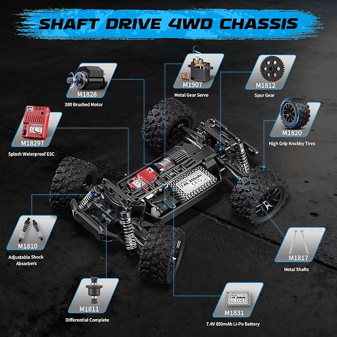 HAIBOXING RC Cars 1/18 Scale 4WD Off-Road Monster Trucks with 36+KM/H High Speed 2.4 GHz Remote-Controlled Electric All Terrain Waterproof Vehicles with Rechargeable Battery for Kids and Adults RTR