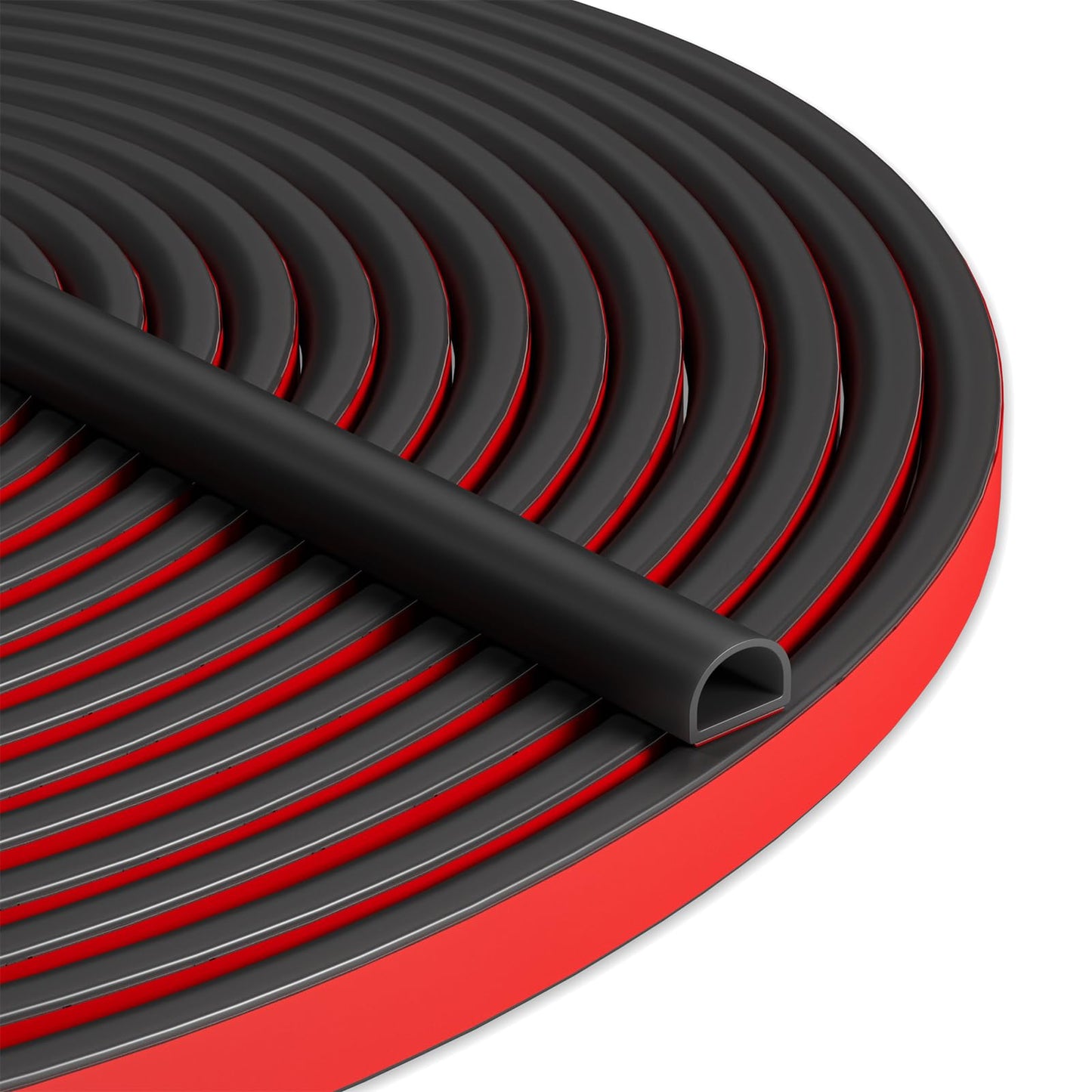 Bantie 20FT Weather Stripping Door Seal - Self Adhesive Weather Insulation Strip Weatherstripping Silicone D Shaped Seal Strip Door Frame Gap Filler/Window Soundproofing