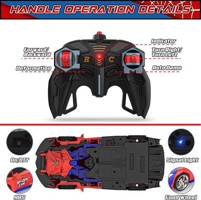 BLUEJAY Transform Rc Cars for Boys 4-7 8-12 2.4Ghz Remote Control Car 1:18 Scale Transforming Robot One-Button Deformation 360° Rotation Car Toy Gifts for Boys 3-5