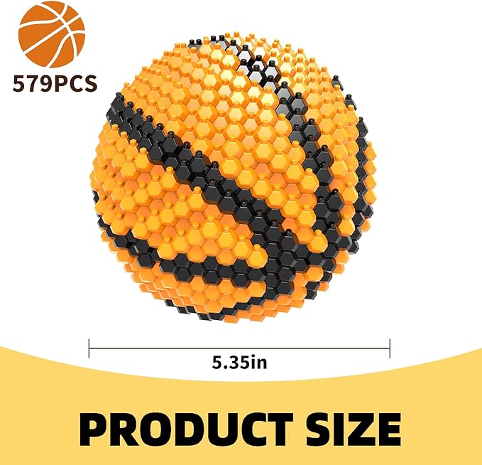 Basketball Building Block Set Adults challenging STEM Block Decorations Miniature 3D Educational Toys for Ages 14 15 16 and Above (579 Pieces)