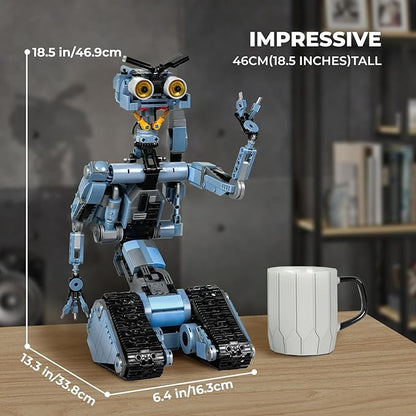 iATOM 1176 Pieces Johnny 5 Robot Building Set with Remote Control - Rechargeable Gift for Adults Men STEM Tech Movie Robotic Figure Model Kit