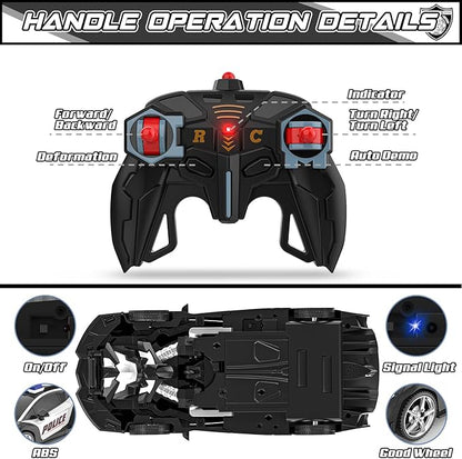 BLUEJAY Transform Rc Cars for Boys 4-7 8-12 2.4Ghz Remote Control Car 1:18 Scale Transforming Robot One-Button Deformation 360° Rotation Car Toy Gifts for Boys 3-5