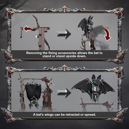 Ideas Bat Animal Building Set MOC Creative Bat Bird Model Kit Standing and Handstand Collectible Home Office Decor Toy Gift for Teens Adults 14+ (839PCS)