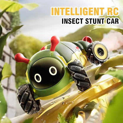 Rc Stunt Remote Control Car Toys 4WD Hand Remote-Controlled Bionic Caterpillar Car and Lights &amp Insect Chirping Effects360° Stunt Drift &amp Most Terrains 3-12 Year Old Boys Girls Gift (Green
