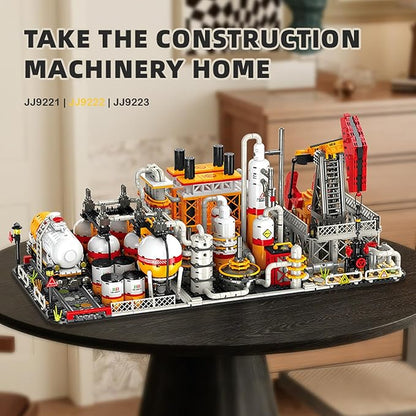 City Gas Station Building JJ9221 Set 666pcs Modular Chemical Plant Bricks Kit with Storage Tank &amp Lab Compatible with Lego City MOC Display Model for Adults &amp Kids Age 6+