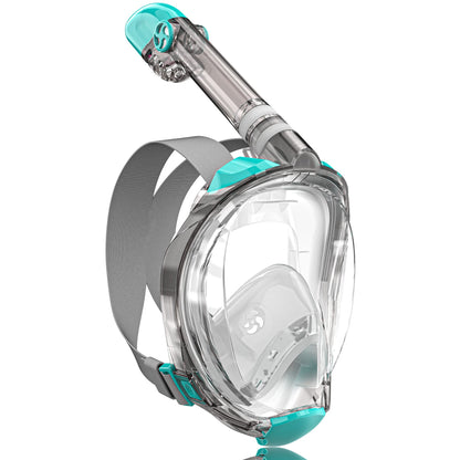 QingSong Full Face Snorkel Mask for Adults, Snorkeling Gear with Camera Mount, 180 Degree Panoramic View Snorkel Set Anti-Fog Anti-Leak