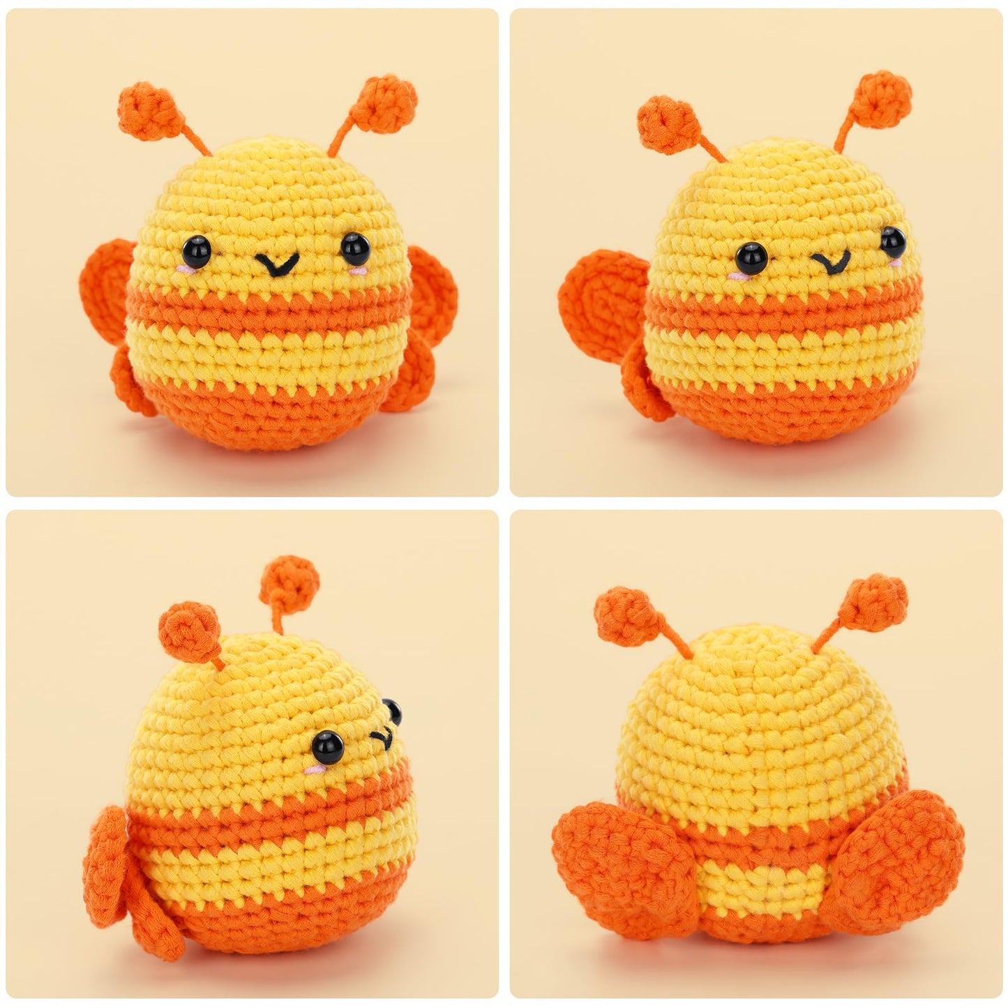 Crochet Kit for Beginners - Bee Crochet Kit, Learn to Crochet, All You Need in, Videos, Instructions, Soft Yarn, Birthday Gift for Adults