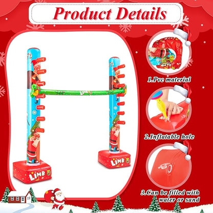 Threan 60 Inch Christmas Inflatable Limbo Xmas Party Game Limbo for Holiday Adults Fun Stick Toys for Christmas Birthday Indoor Outdoor Party Games Picnic Pool