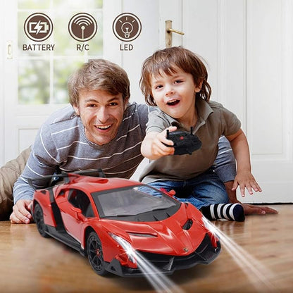QUN FENG Remote Control RC CAR Racing Cars Compatible with Lamborghini Veneno Officially Licensed 1:24 Toy RC Cars Model Vehicle for Boys 678 Years Oldred