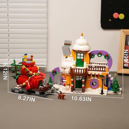 Christmas Holiday Snow House Building Toy Set with LightsCompatible with Lego Chritmas VillageXmas Gifts for Boys and GirlsFamily 1224 pcs
