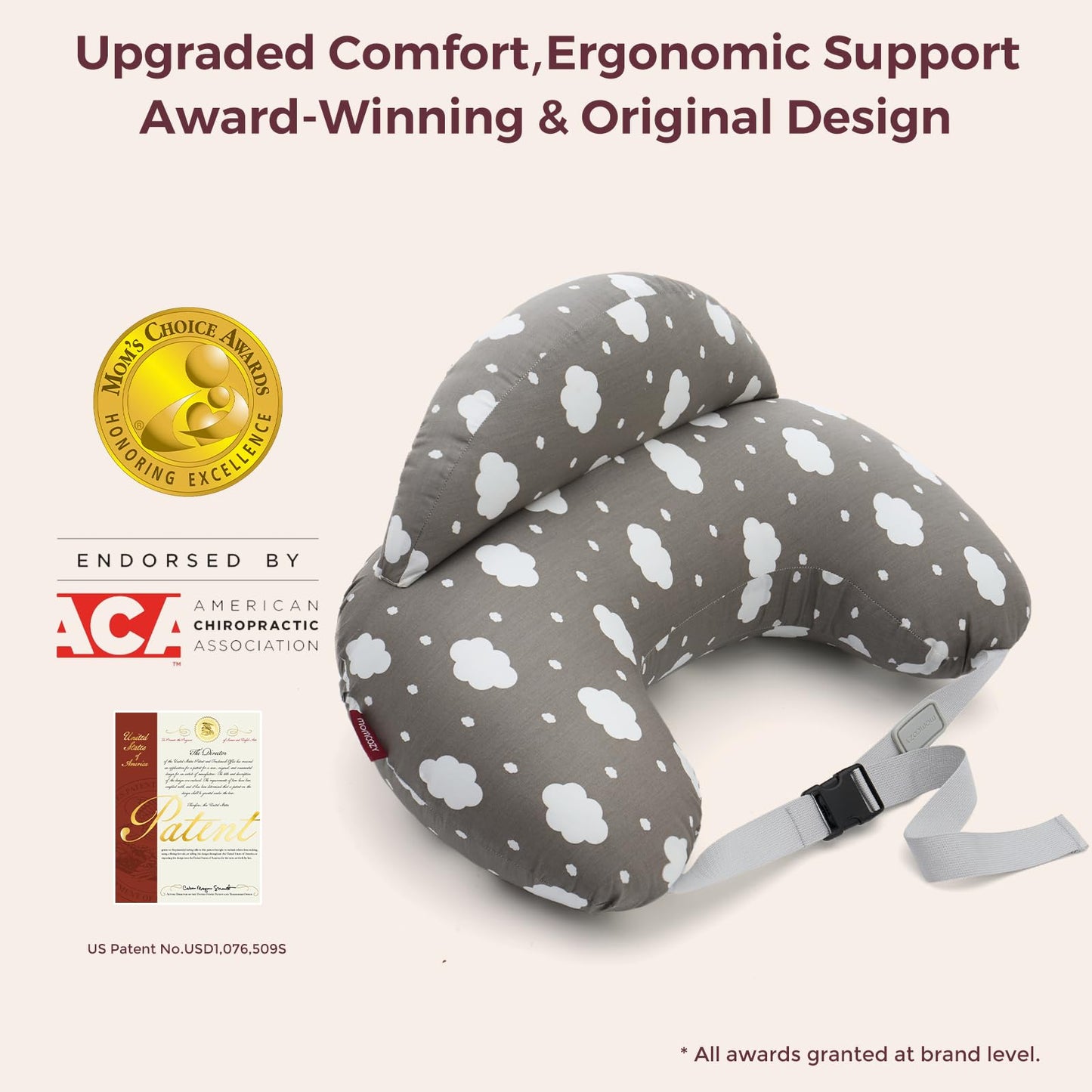 Momcozy Original Nursing Pillow for Breastfeeding-Pioneering Safety Fence- Wider Feeding Pillows for More Support for Mom & Baby- Easier Nursing & Hand Free- Fit for All, Removable Cotton Cover