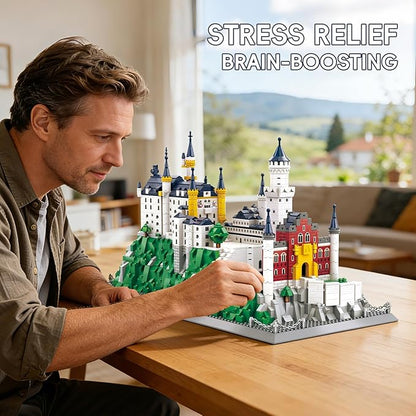 Neuschwanstein Castle Architecture Building Set 1969 Pcs Large German Bavaria Landmark Model Kit for Adults Collectible World Famous Building Construction Project DIY Home Decor Display Gift