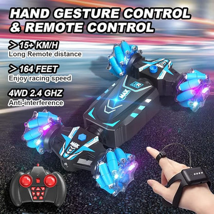 Axirata Remote Control Car Hand Controlled Gesture RC Stunt Car with Spray &amp Lights &amp Music for Kids 6-13 Year Old 4WD 2.4GHz Off-Road 360° Rotation Toy Car Gift for Boys Girls