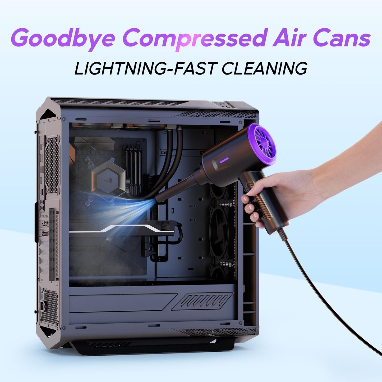 Goweto Electric Air Duster - Air Blower - Multi-Use Compressed Air Duster for Keyboard- Computer and PC - 5.74 oz Powerful Motor