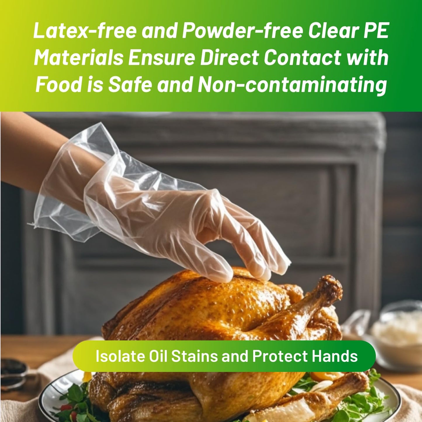 GENERALCARE Ultra Strong Disposable TPE Cooking Gloves, Ideal for Cleaning and Food Prep.Latex & Powder Free Food safe 100 Pieces(M)