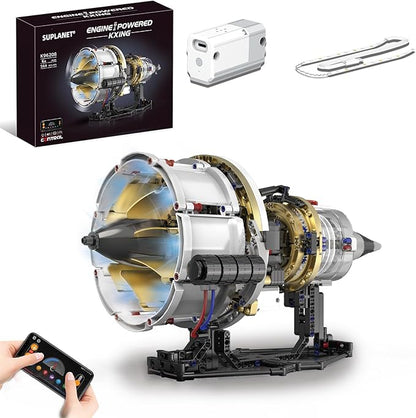 Aircraft Engine Toys Building SetsTurbofan Engine Model that Run with Motor and LightsMechanical Science Education STEM DIY Project Building Kit for Adults and Kids Aged 8-14 (564 pcs)