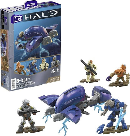 MEGA Halo Toy Building Sets Ghost of Requiem with 135 Pieces 4 Micro Action Figures and Accessories for Collectors