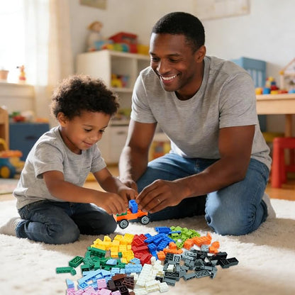 BroTex Wheels and Axles Sets with Steering Wheels&amp &ampWindshield&ampTraffic Light Over 400pcs Classic Bricks Pieces and Car Parts Kits Basic Bulk Building Blocks Vehicles with Tires