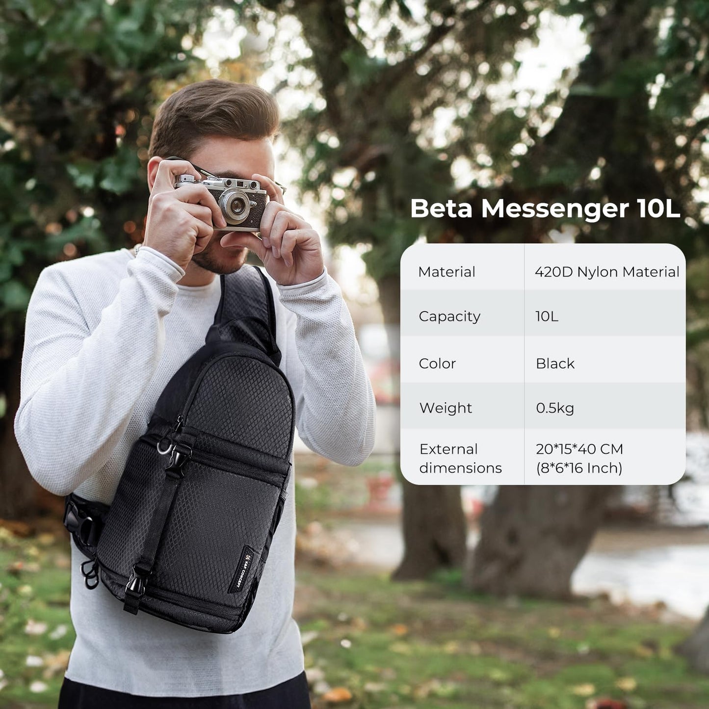 K&F Concept Camera Sling Bag Crossbody Bag Waterproof Camera Shoulder Backpack DSLR/SLR/Mirrorless Camera Case