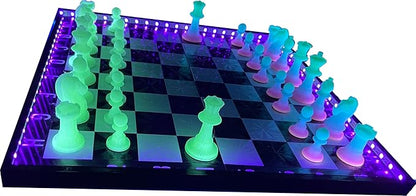 Dam Merch's LED Illuminated Glow in The Dark Chess Set - Made in USA (Standard Rainbow + Green)
