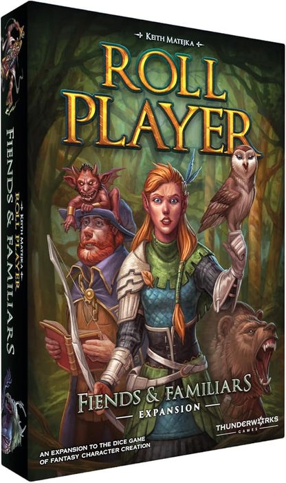 Fiends &amp Familiars - Expansion for Roll Player Board Game | New Animal Familiars Dice 200+ New Cards with Spells Gear Monsters &amp More | Dice Drafting Family Game 1-4 Players | Thunderwork
