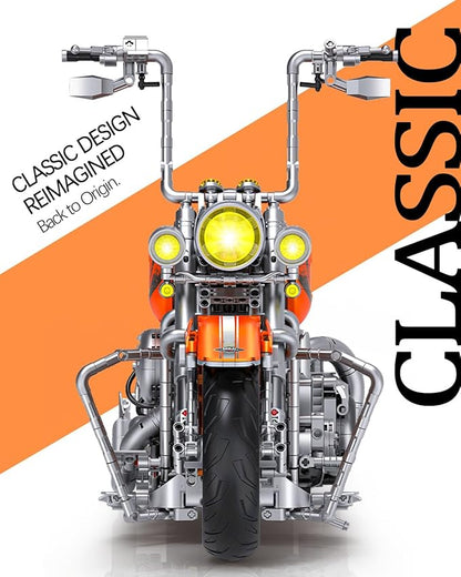 JTBBOY 1:5 Scale Motercycle Big Building Set 21 in Length Authentically Detailed Build and Display Model Scale Model Car Gift for Adults for Home or Office Décor(2050PCS)