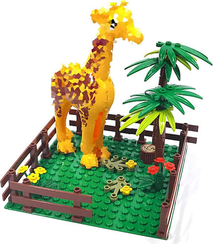 Farm Animals Zoo Building Block Set A Farm Animal Building Toys Sheep Horse Farm Chicken Coop Panda Giraffe Cowshed Duck Pond Compatible with Lego 853792 Accessory for Ages 6-12