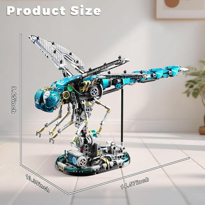 Mechanical Dragonfly Building Blocks for Adults Compatible with Lego Insect Animal World Model with Light &amp Display Stand Educational STEM Toys for Teens Home or Office Décor (866PCS)